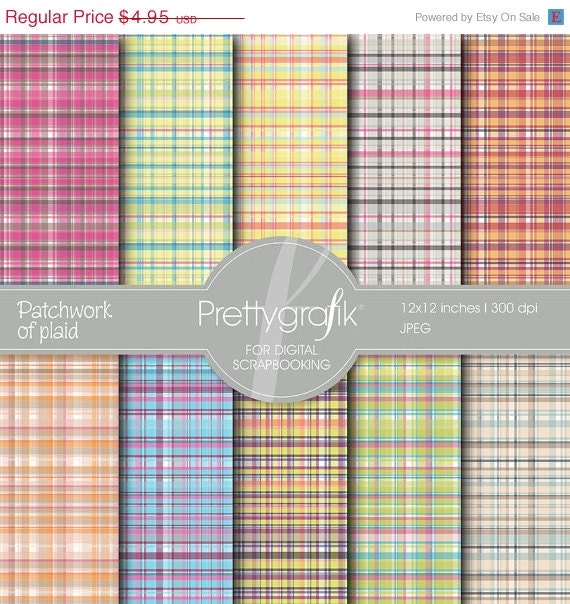 80% OFF SALE plaid digital paper, commercial use, scrapbook papers, background - PS508 Il_570xn