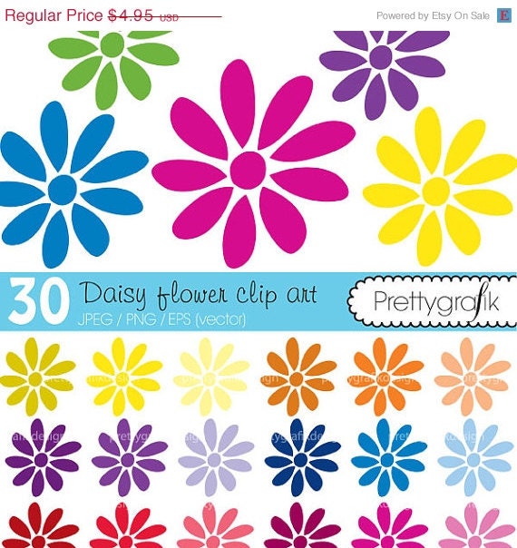 80% OFF SALE 30 flower daisy clipart commercial use, vector graphics, digital clip art, digital images - CL461 Il_570xn