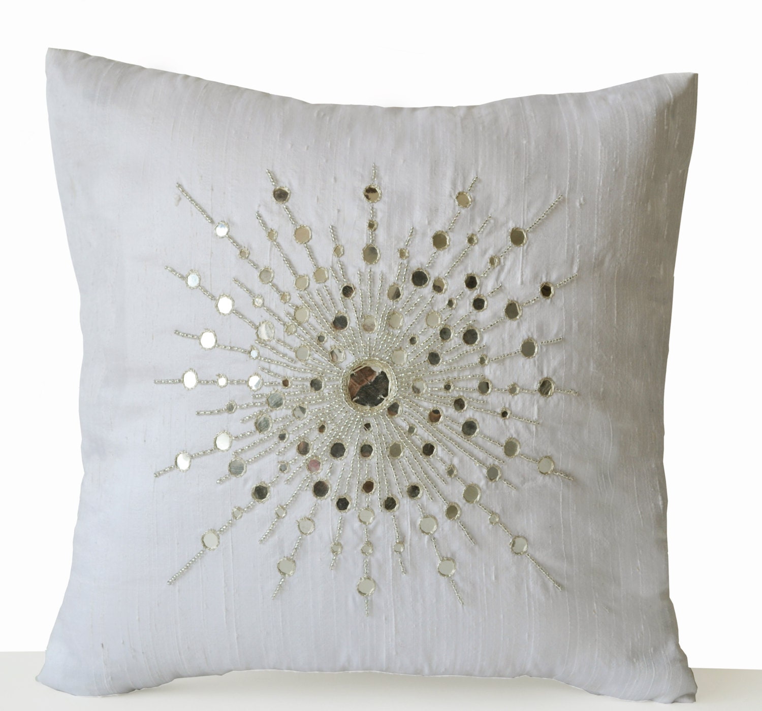 Decorative Throw Pillow Cover Premium Beaded Pillow Pure