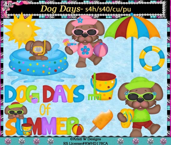 Dog Days Of Summer Commercial Use Digital Clip Art Set by ...