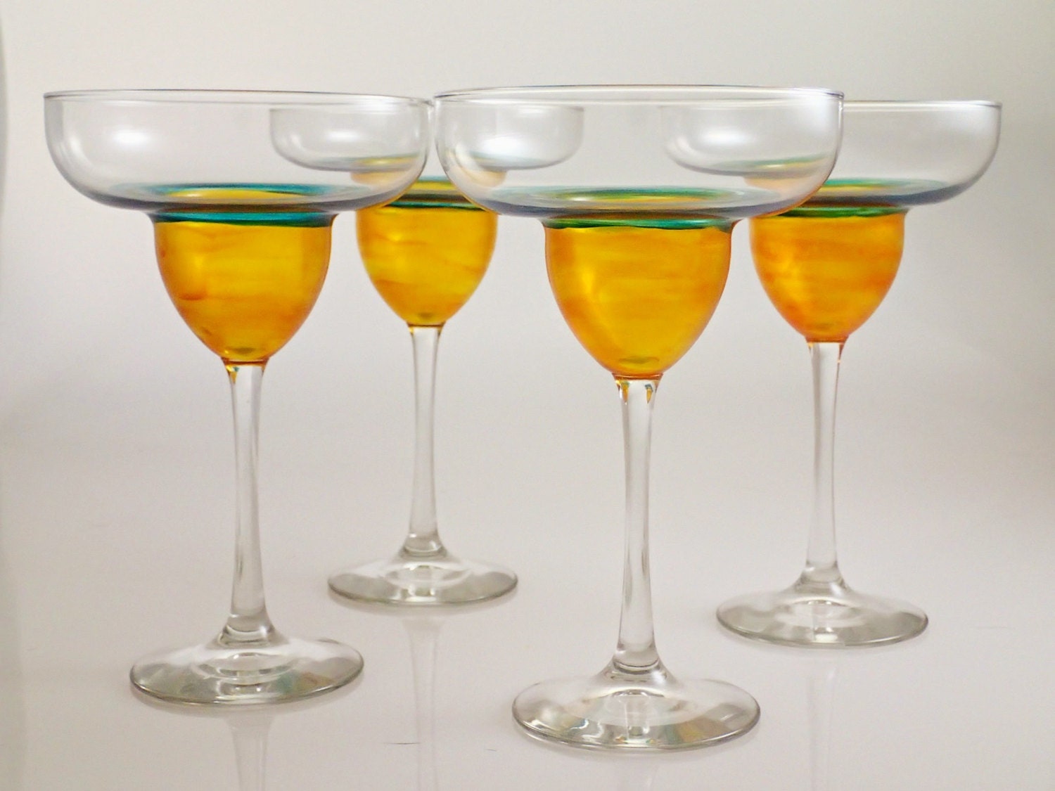 Hand Painted Margarita Glasses set of 4