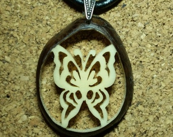 Butterfly Tagua Pendant Necklace