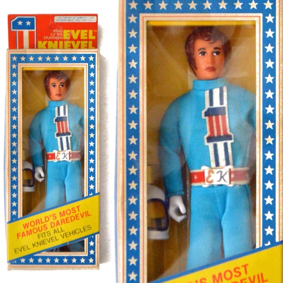 Vintage 70s Evel Knievel Blue Uniform Ideal Action Figure Doll NRFB NIB