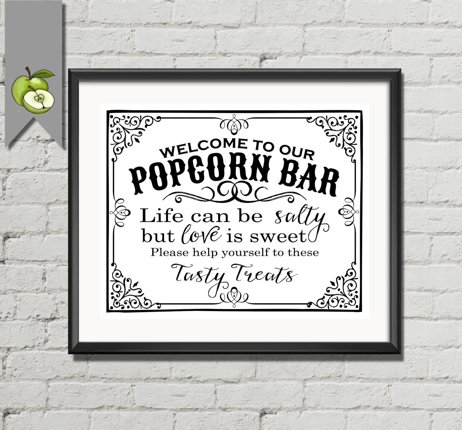 Popcorn Bar Printable Wedding Sign 4 Sizes by TheArtyApples