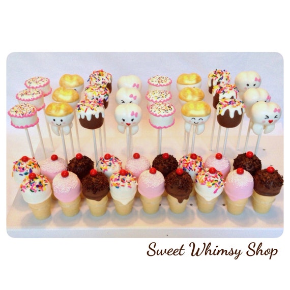 12 Teeth with Braces Cake Pops for Orthodontist Dentist Oral