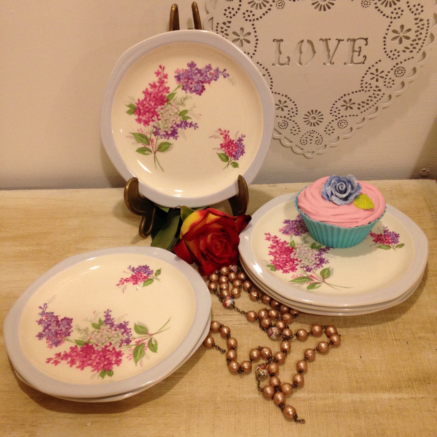 Vintage Royal Tudor ware Lilac time Tea plate, six available. C1937