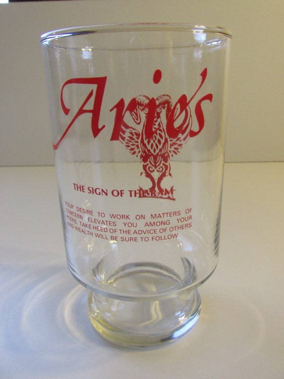 vintage HuGe ZODIAC ARIES Drinking Glass by jizcollectiblesjfh