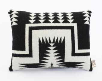 Geometric Wool Pillow // Mesa Black with White