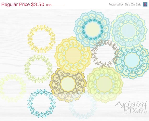 Spring SALE 50 % OFF digital clip art set, flowers , wreaths, blue, green, pastel, retro, funky, small business use, photoshop, tubes, brash Il_570xn