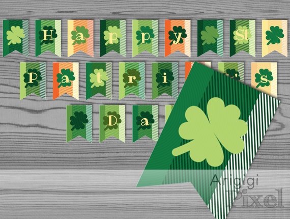 Happy St Patrick's Day Printable Banner green lucky