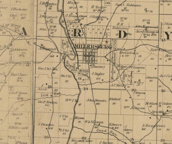 Holmes County Ohio 1861 - Wall Map Reprint with Homeowner Names - by E ...