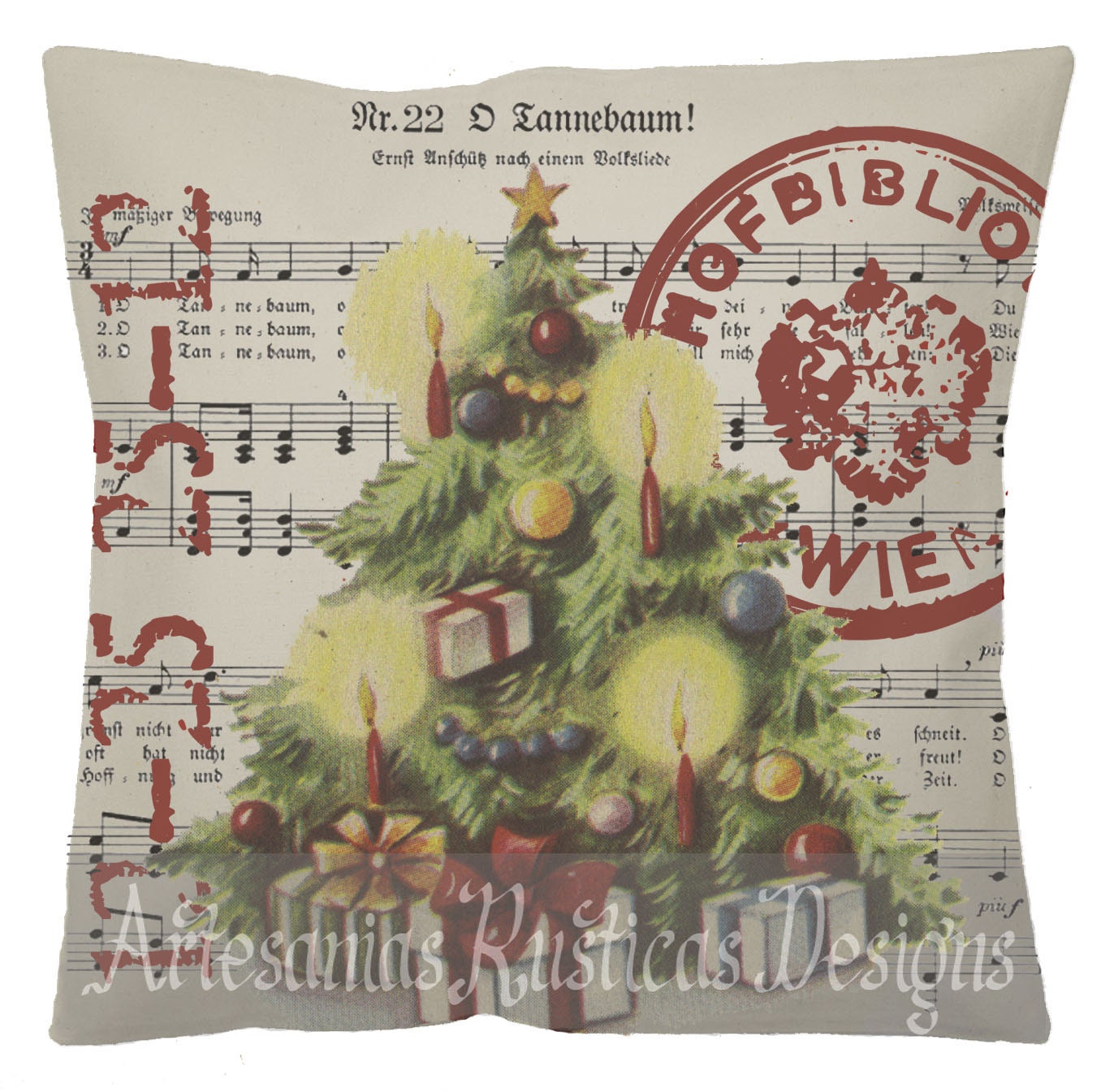 christmas pillow retro tree and gifts german text cotton christmas pillow retro tree and gifts german text cotton
