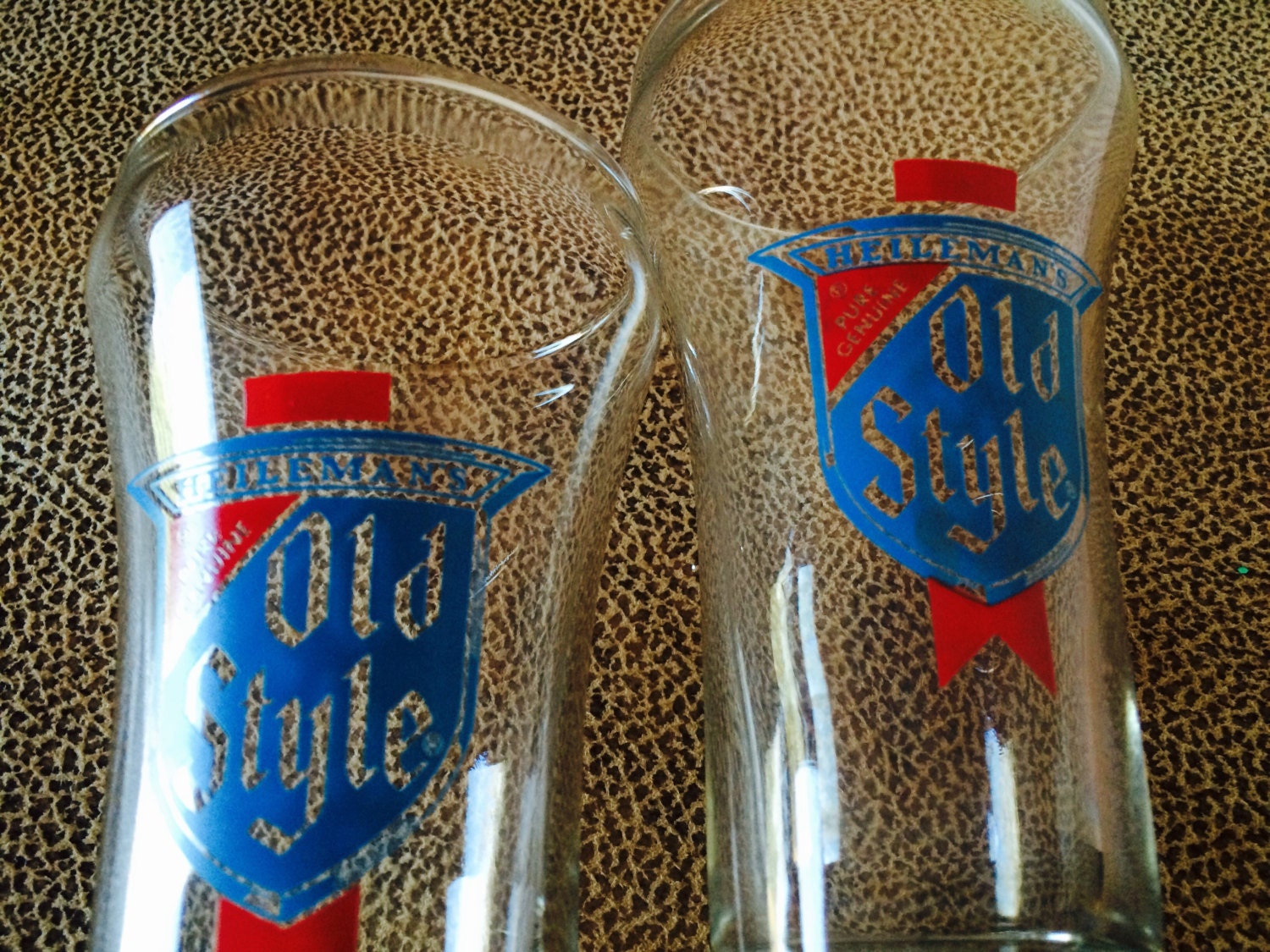 Vintage Beer Glasses Old Style Drinking Glasses Pair 6
