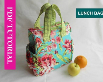 Insulated Lunch Bag PDF Pattern, Tote Bag Sewing Pattern, PDF Lunch Bag Pattern with detailed instructions and pattern pieces (UPDATED)