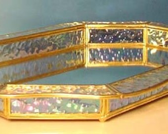 Colors Stained Glass and Brass Colors Vanity tray with Mirror