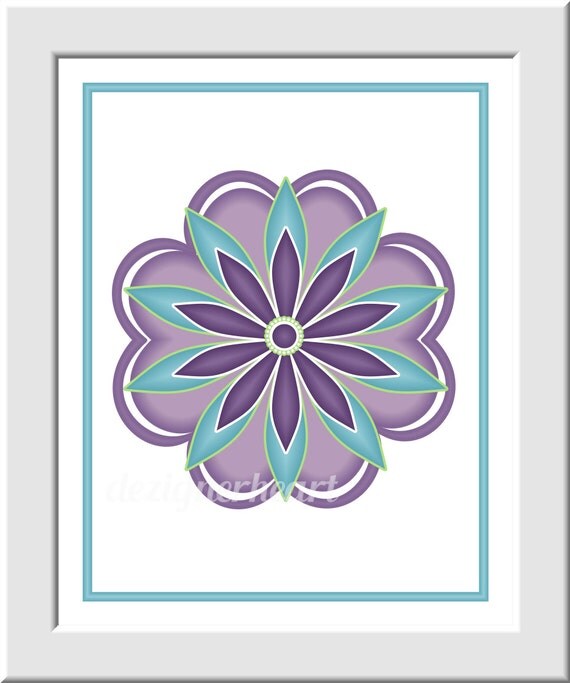 Floral Wall Art Purple Teal Lavender Baby Nursery Prints Girls