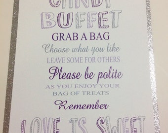 Love Is Sweet Candy Buffet Sign, Wedding Candy Sign, Candy Bar