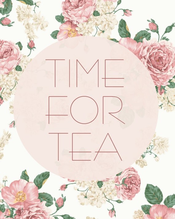 Time For Tea Vintage Floral 8x10 Digital Art Print Download Time For Tea Vintage Floral 8x10 Digital Art Print Download
