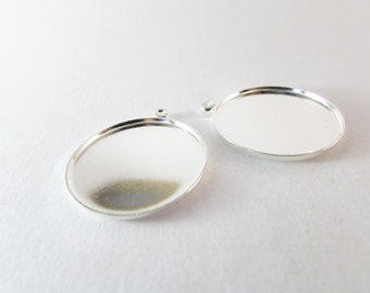 D-00239 - 2 pendant cabochons silver 25mm