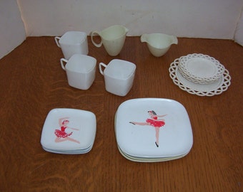 Mixed Vintage Lot of Plastic Doll Dishes Ballerina
