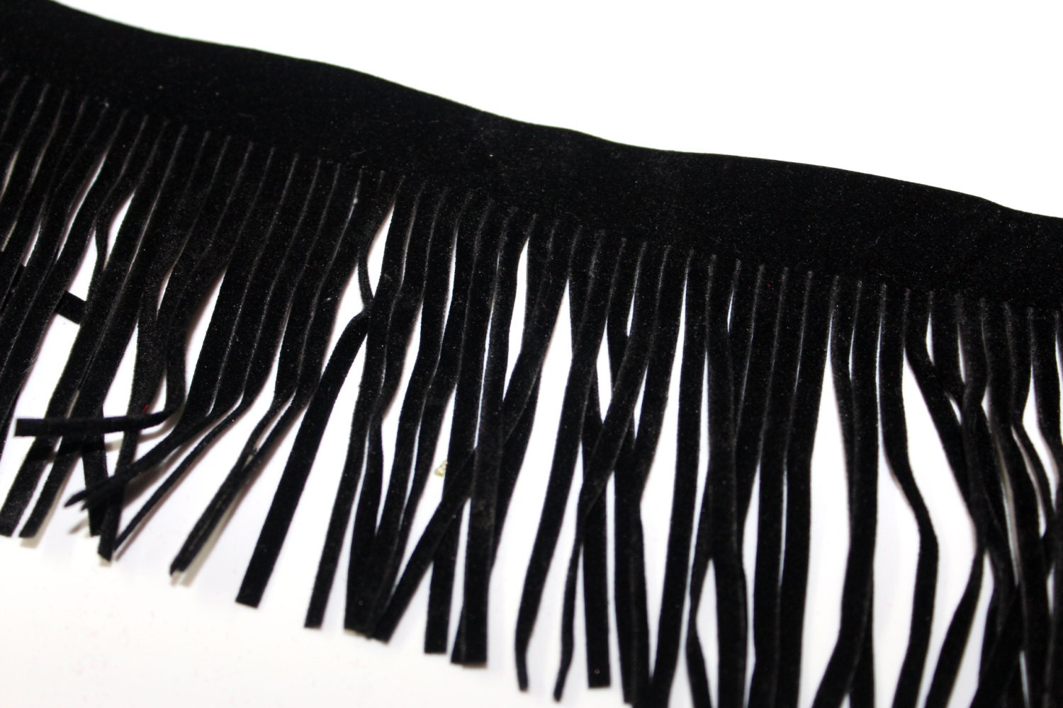 2 YARD Black Faux Suede Fringe Trim