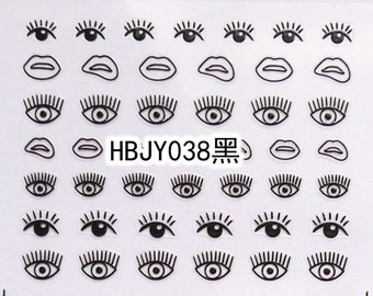 HBJY038 Black Eye Nail Art Sticker Nail Art Sticker Sheet DIY Nail Art