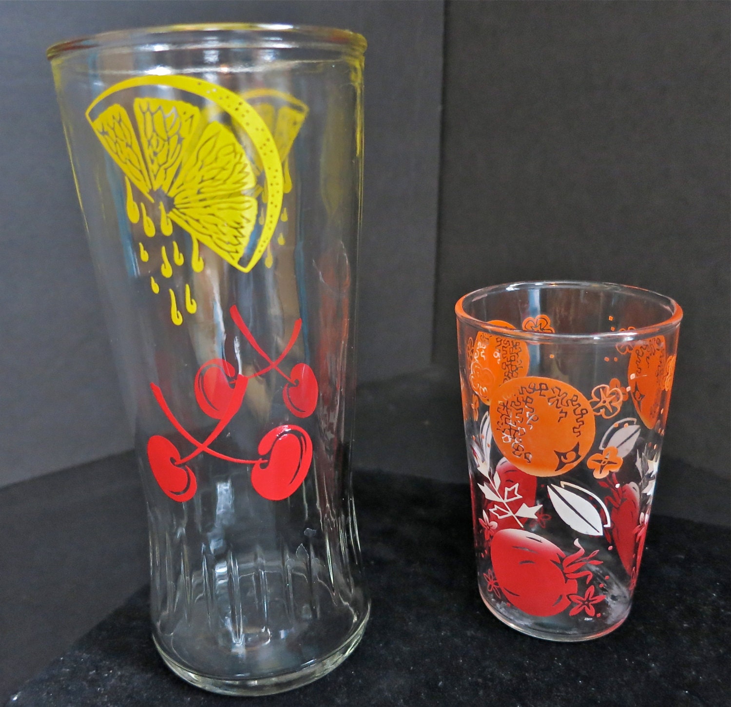 Vintage Anchor Hocking Juice Glasses 2EPSTEAM Fruity
