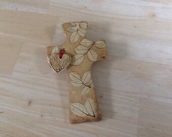 Pottery Cross and Heart Wall Hanging/Ornament- Mountain Mud Company