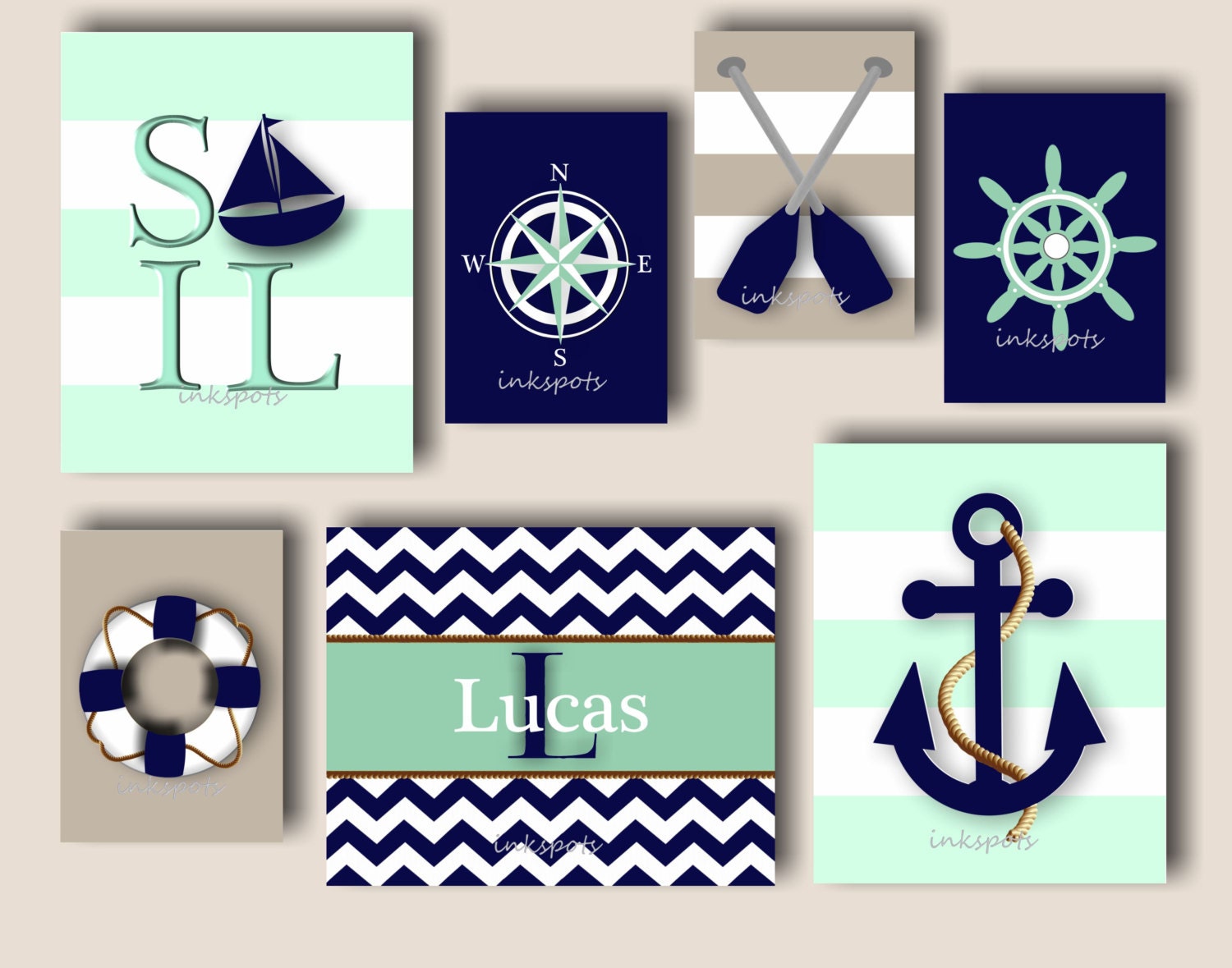 Baby Boy Nursery Art Nautical Nursery Bedding Decor Anchor