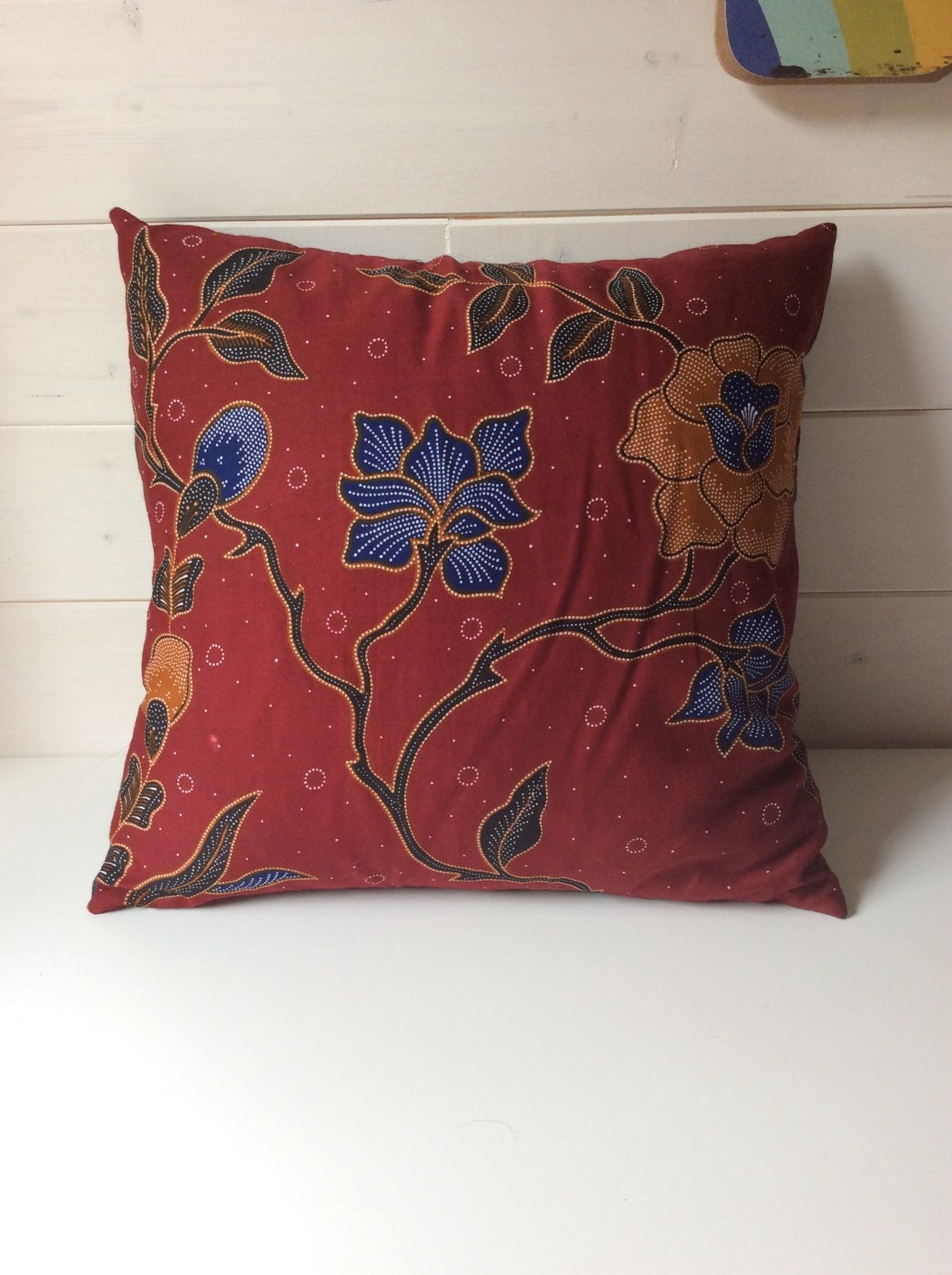 Handmade balinese batik pillow with insert 12x12 inch