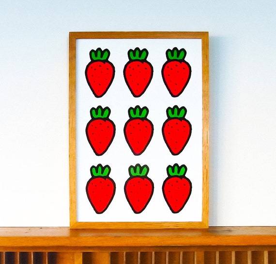 Items similar to Strawberry Print A4 on Etsy