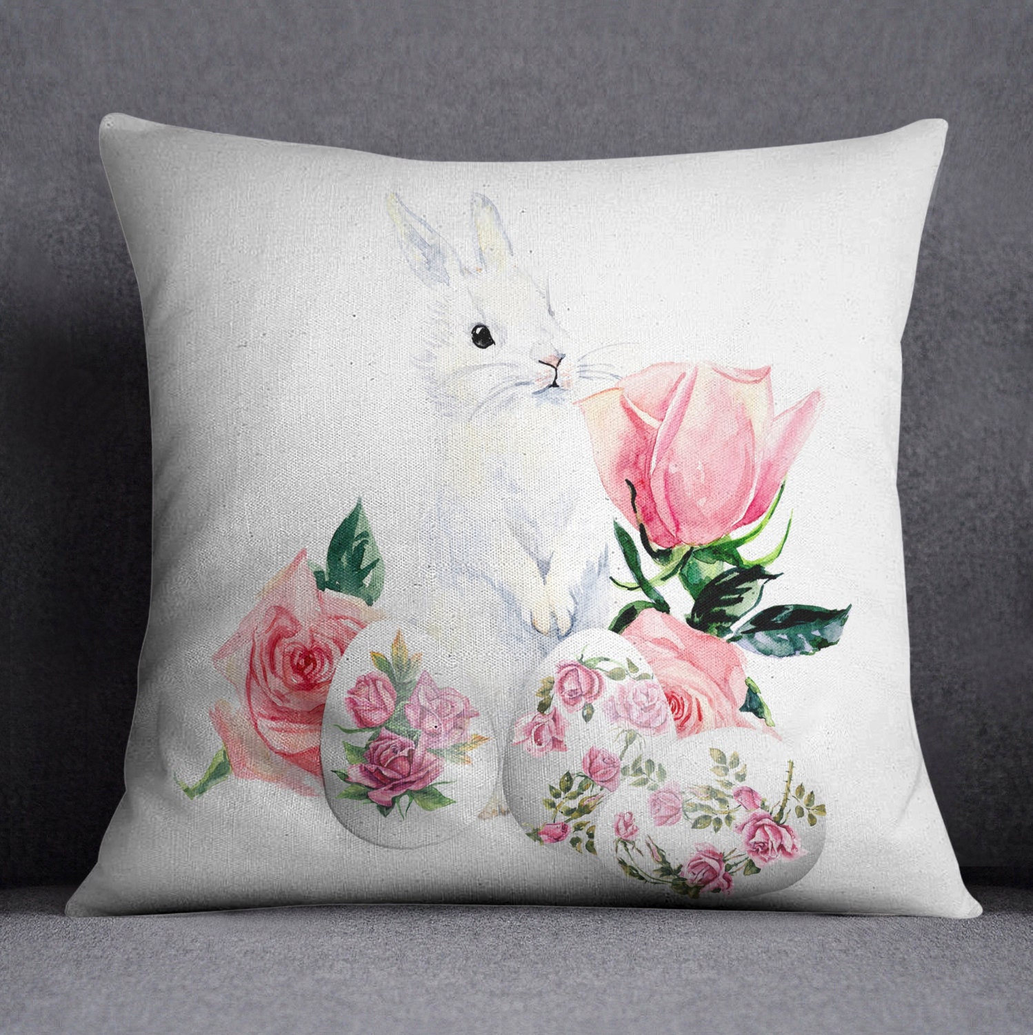 Easter Pillow Easter Decorations Easter Bunny Pillow by InkandRags