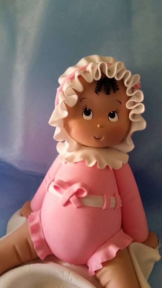Items similar to African american baby girl cake topper, baby shower
