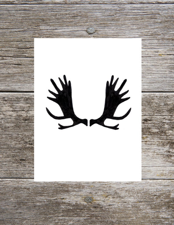 Moose Antlers Illustration Printable HandDrawn by PulpandMill