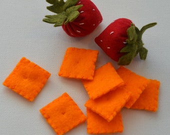 Felt Food Strawberries and Cheese Crackers Children's Play Food