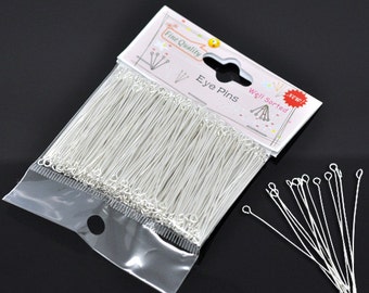 50 Silver Plated Eye Head Pins