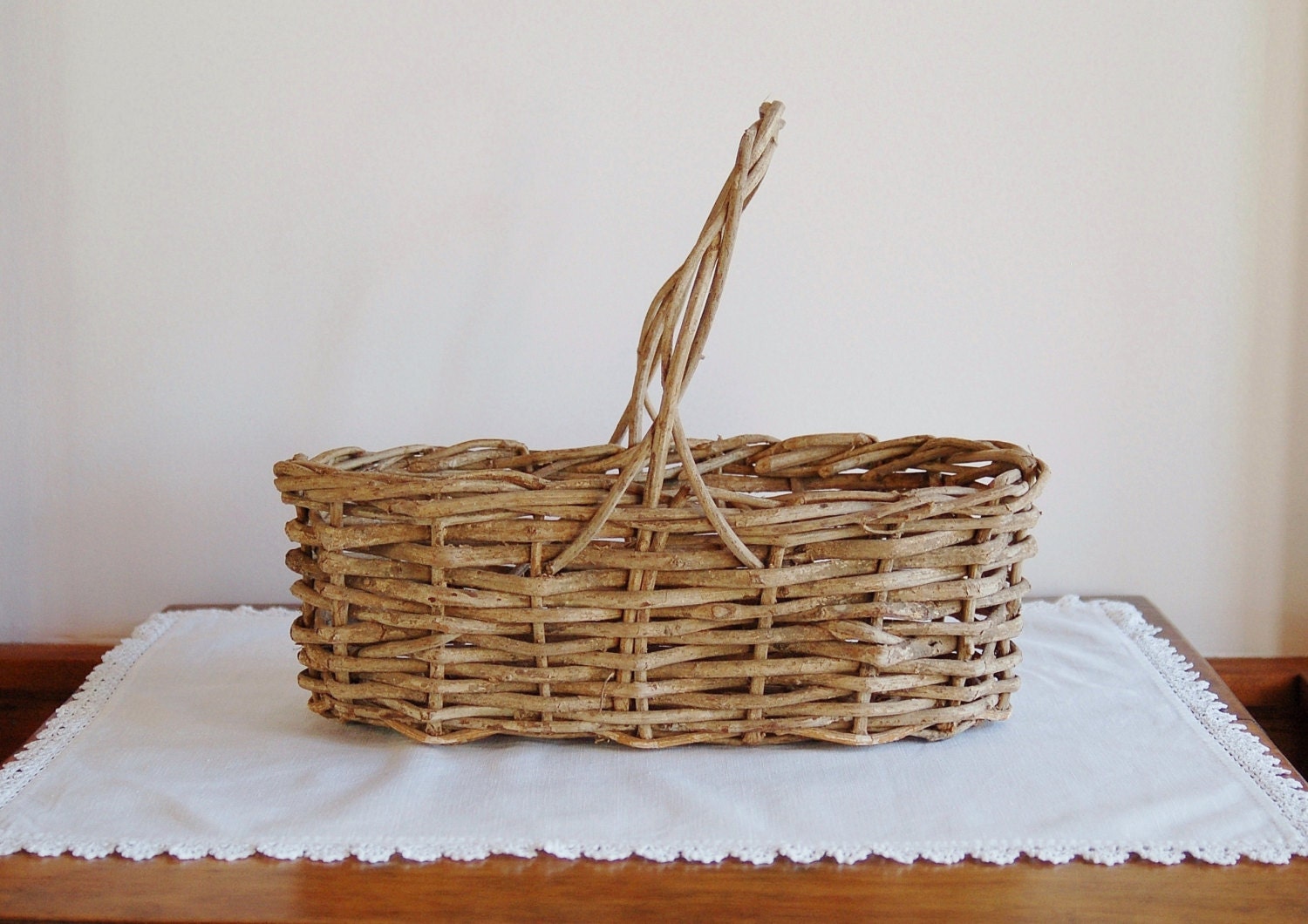 Oval Grapevine Basket Narrow Oblong Woven Vine Basket with