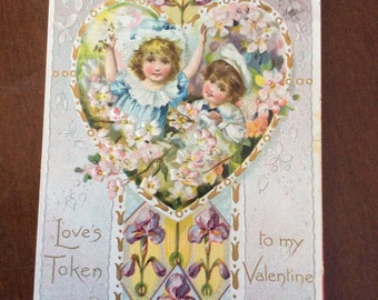Vintage Tucks Valentine Postcard 1908 Beautiful Tucks Postcard-Collectibles-