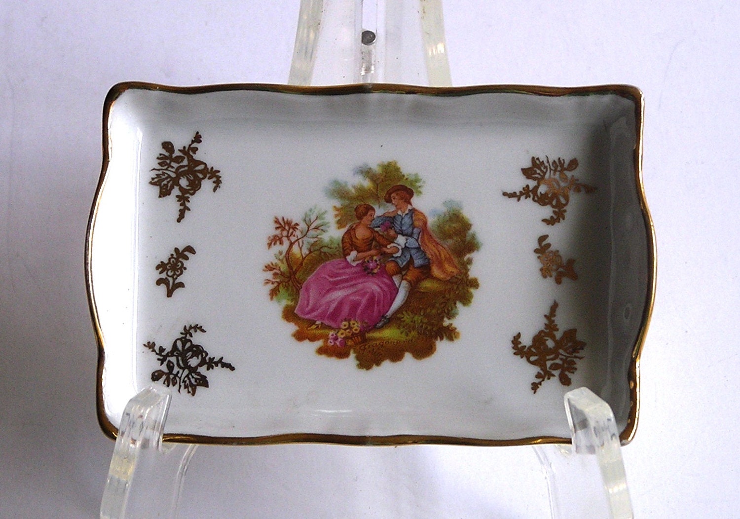 Vintage Limoges Porcelain Pin Tray / Vanity Tray