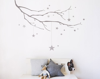 Winter Branch with Stars Fabric Wall Sticker