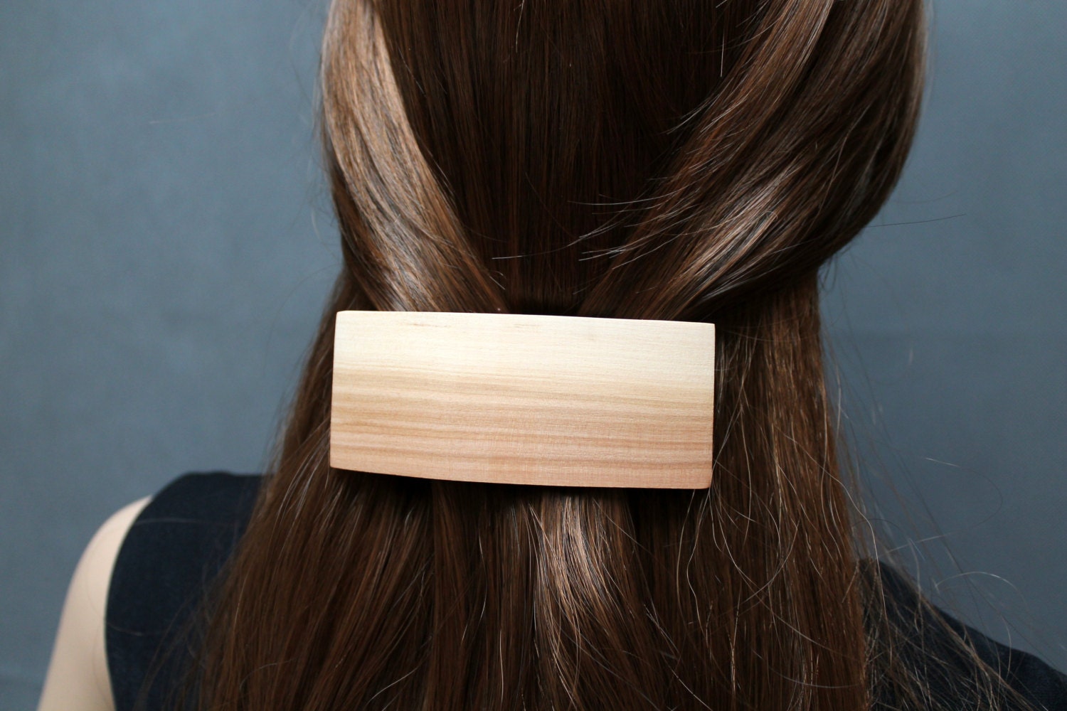 Large Wood Hair Barrette Walnut Wood NO GLUE wooden hair