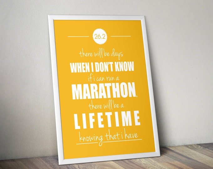 Marathon Motivation Poster, Quote Poster, Marathon Inspiration, 26.2 Poster