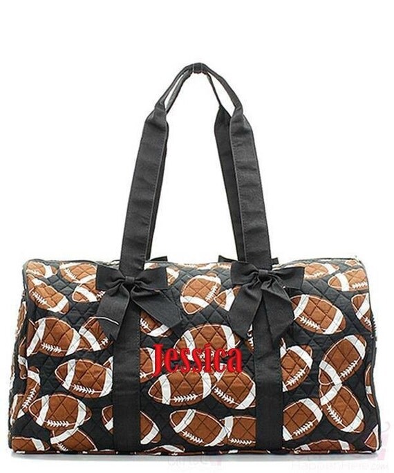 Personalized Duffle Bag Quilted Football Black Brown