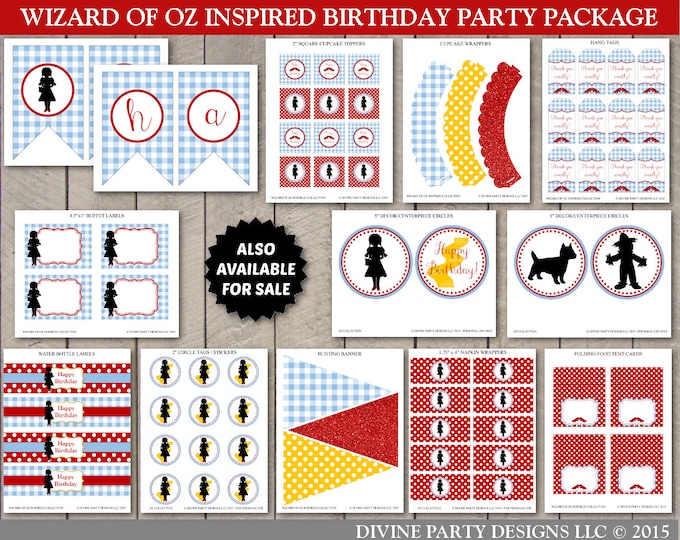 SALE INSTANT DOWNLOAD Printable Wizard of Oz Inspired 8x10 Party Sign Package/ 6 Signs / Oz Collection / Item #101