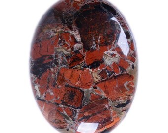 40mm Red brecciated jasper oval flatback cab cabochon