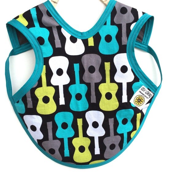 Guitar Baby Bib Retro Guitar Baby Clothes Rockabilly Baby