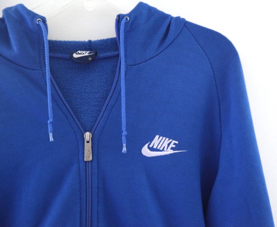 Vintage 80s NIKE hoodie hooded sweatshirt blue mens M