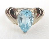 Size 8 Vintage Aquamarine Sterling Silver Ring