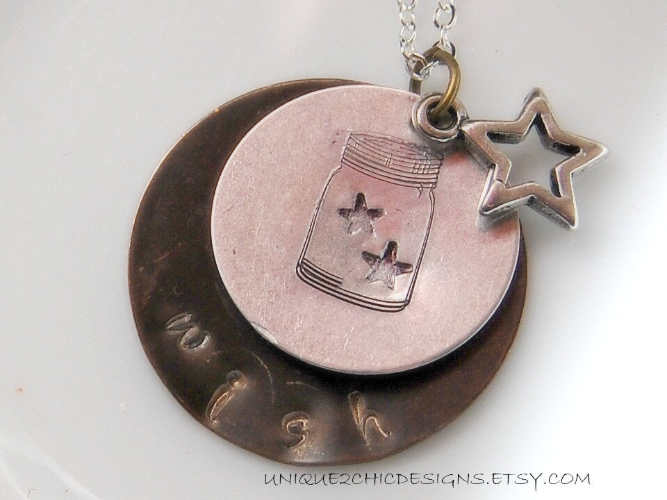 MASON JAR Necklace Mason Jar Jewelry Wish Necklace Star