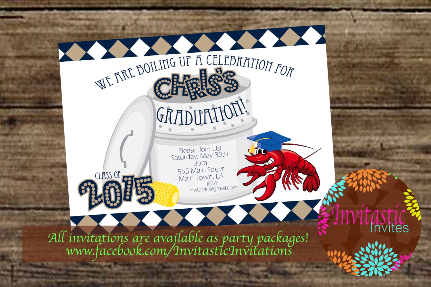 Crawfish Boil Graduation Party Invitation End of the School